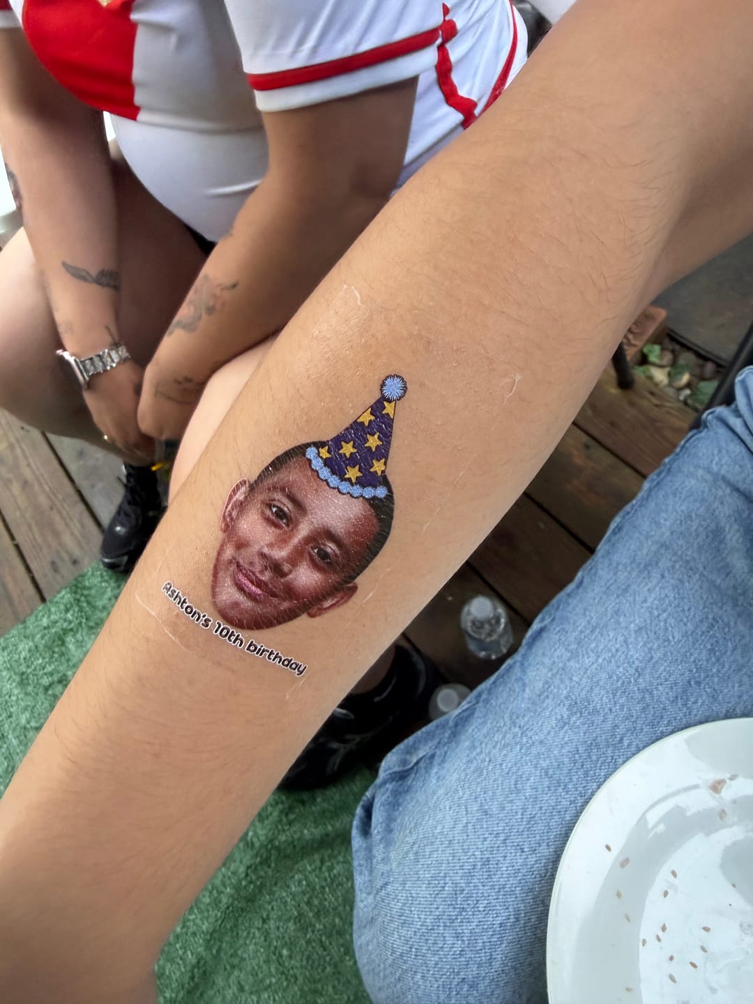 Customer photo review of Kid Party Hat Custom Temporary Tattoo