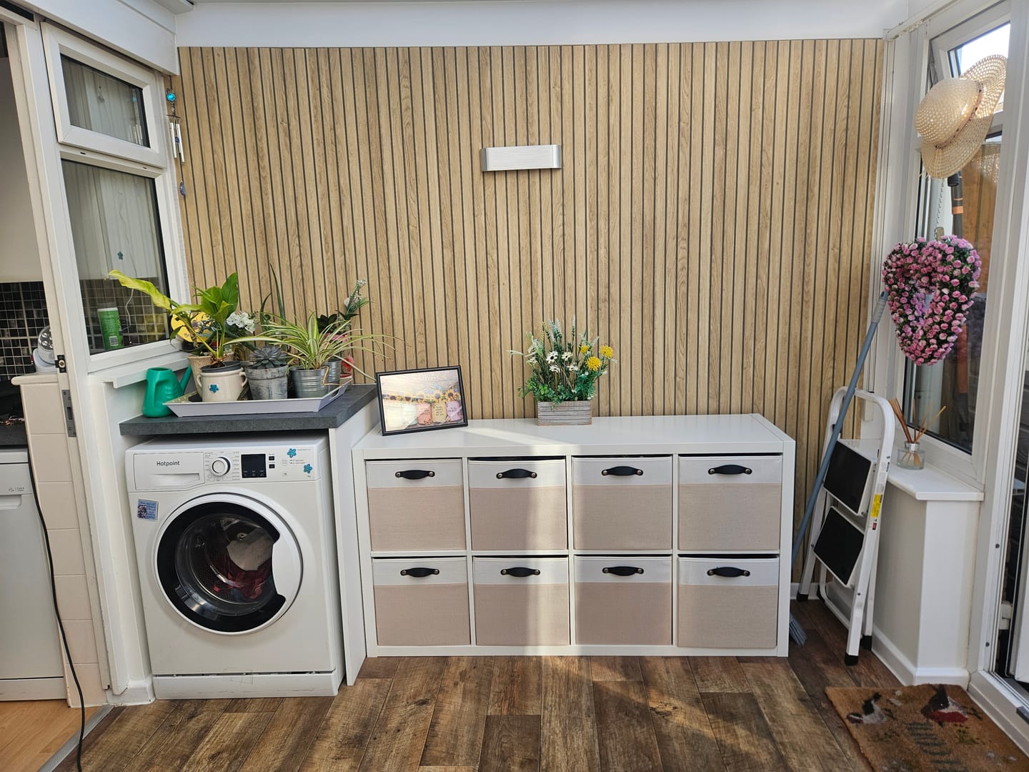 Customer photo review of Sivara Oak Slatted Wood Effect PVC Waterproof Shower Panel
