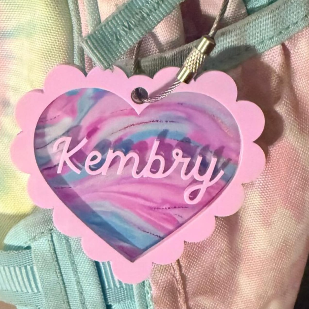 Customer photo review of Sweetheart Custom Name Keychain