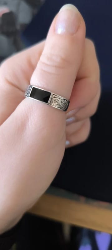Customer photo review of Bague Homme Argent Pierre NOIRE GRAVÉE