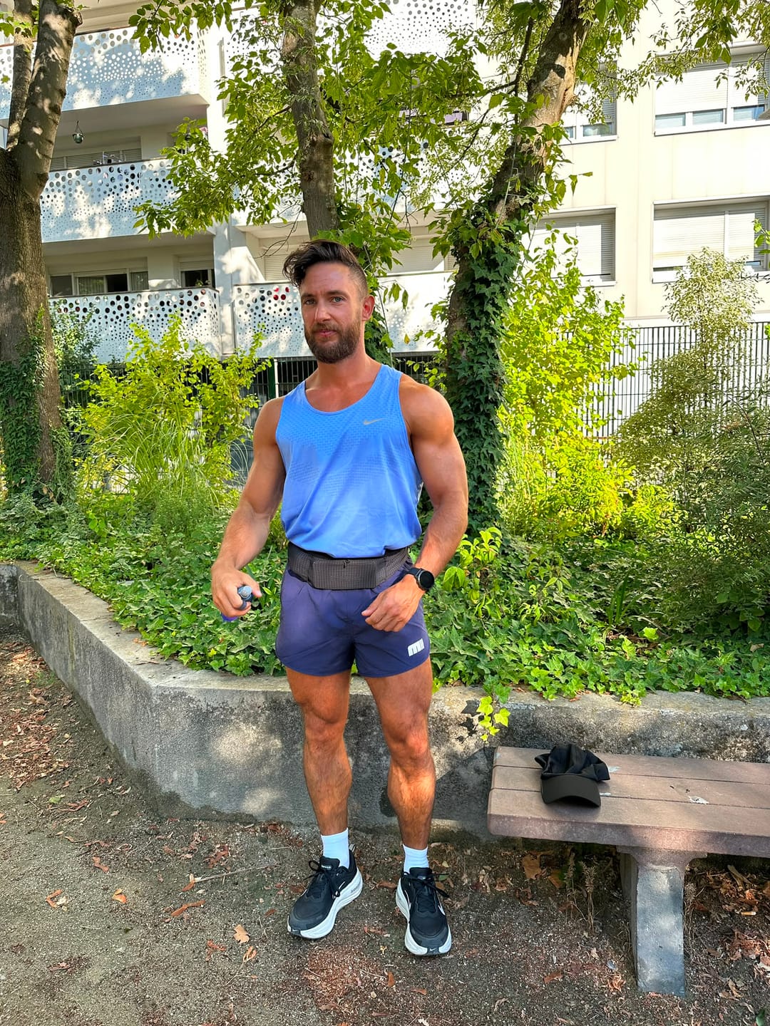 Customer photo review of Retro Running Shorts - Navy