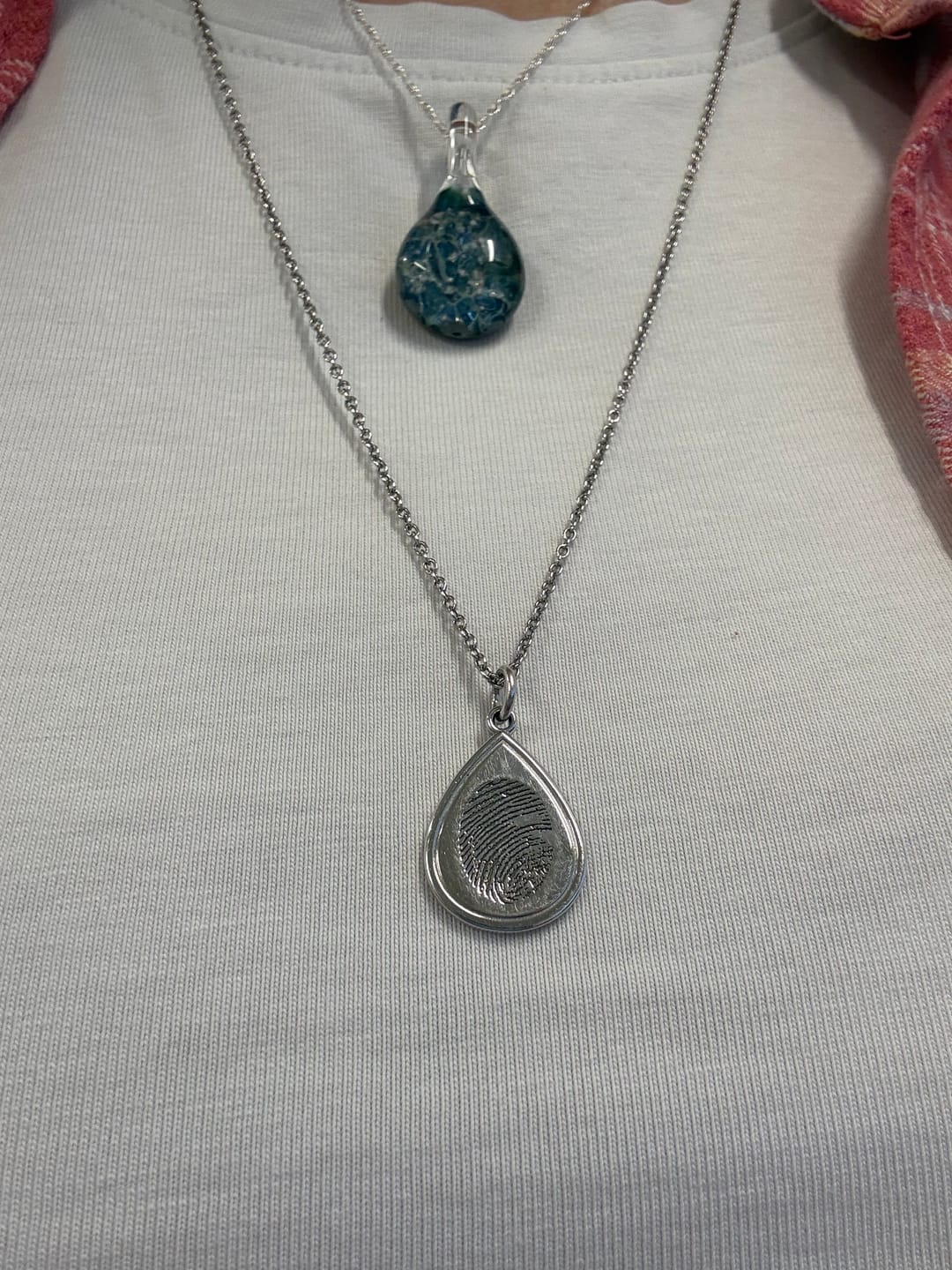 Customer photo review of Blue Moon Pendant with Infused Cremation Ashes