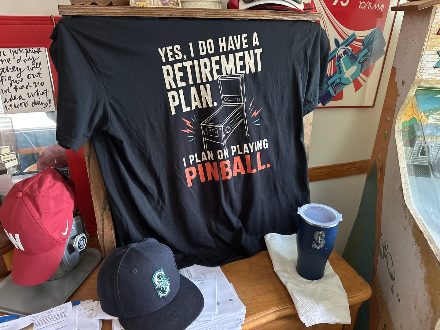 Customer photo review of Pinball Retirement Plan T-Shirt