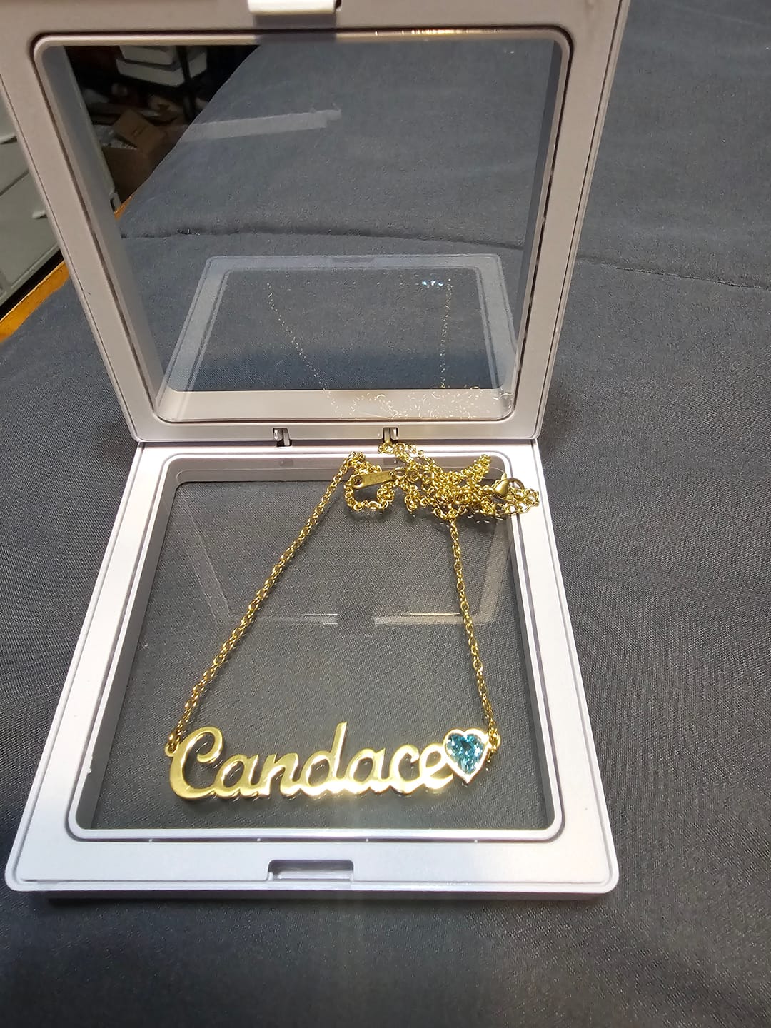 Customer photo review of Birthstone Name Necklace