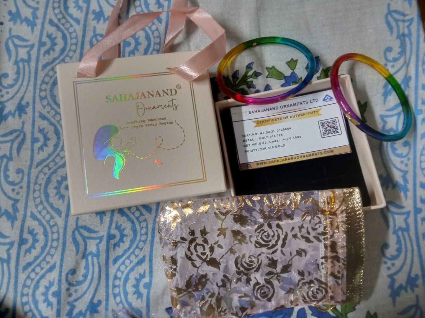 Customer photo review of "Mayur A Colorful Peacock Style!" - 916 22k Gold Bangles (Multicolour)