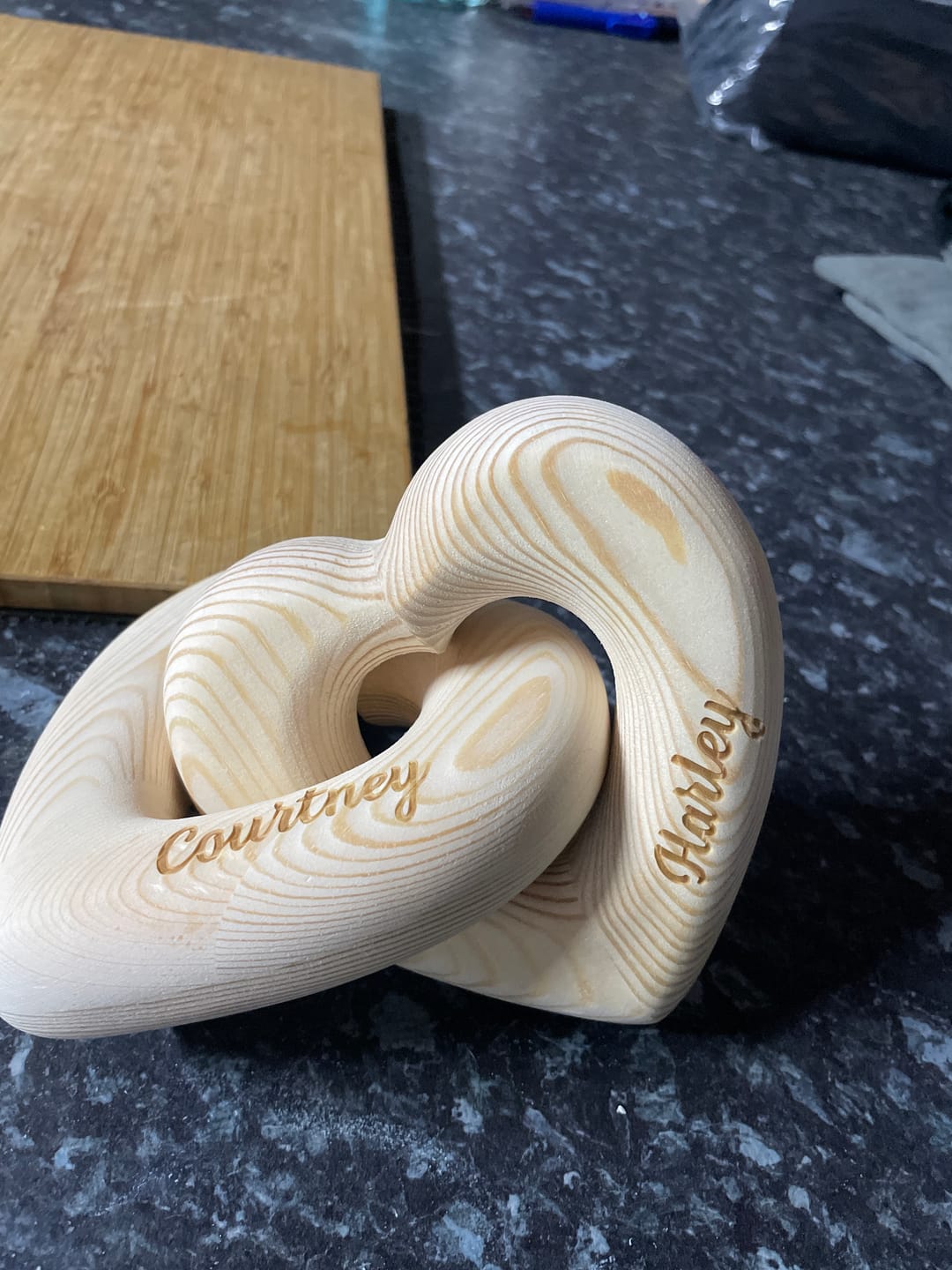 Customer photo review of Romantic Couple - Personalized Infinity Heart Sculpture
