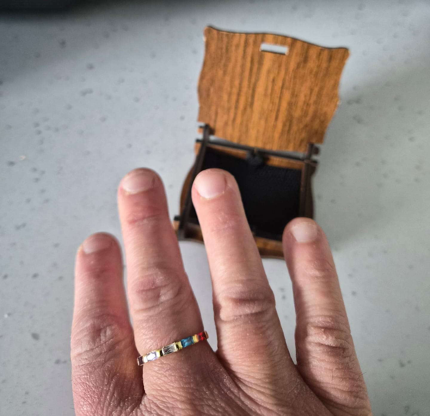 Customer photo review of Baguette Birthstone Ring
