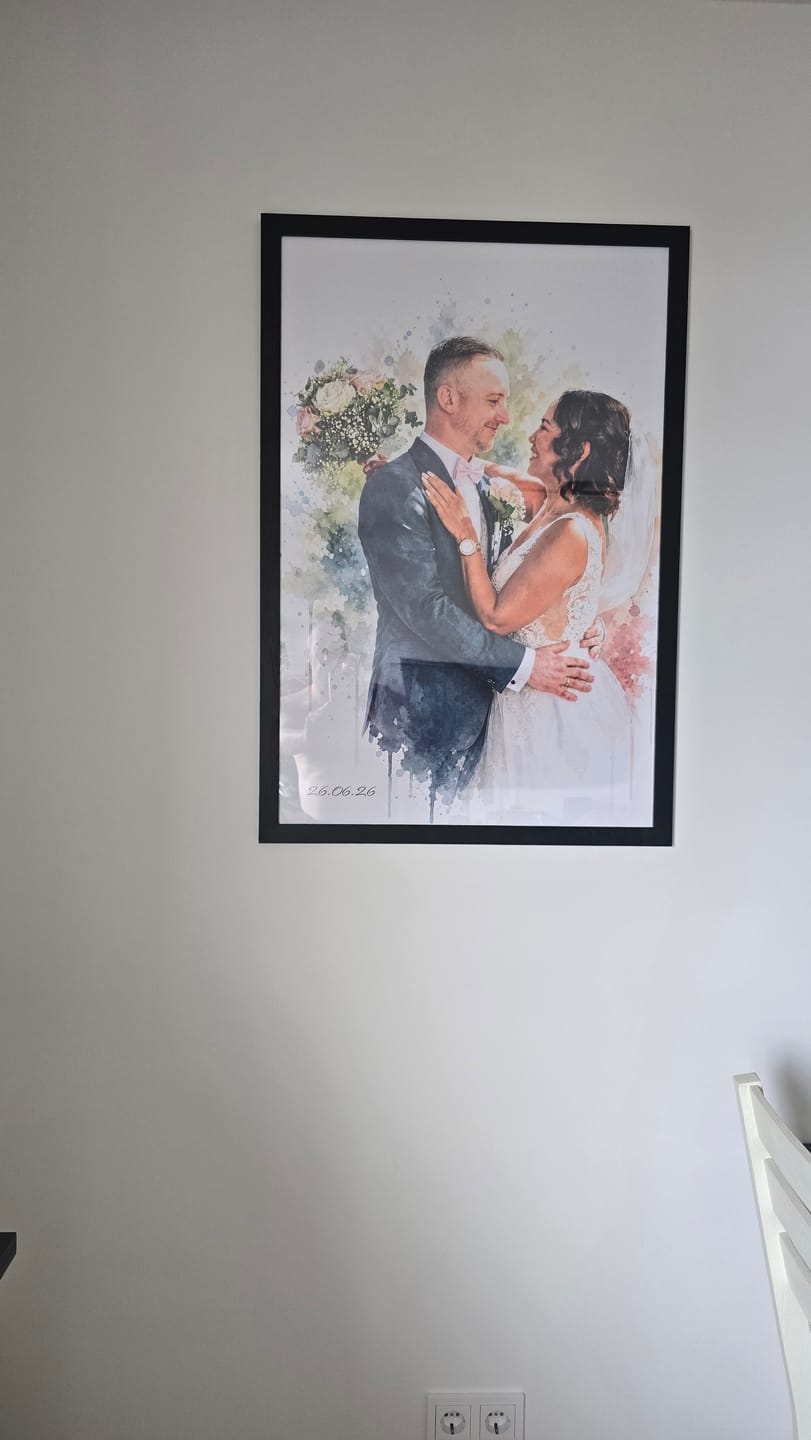 Customer photo review of Dein Hochzeitsfoto als Aquarell Poster | Geschenk zur Hochzeit