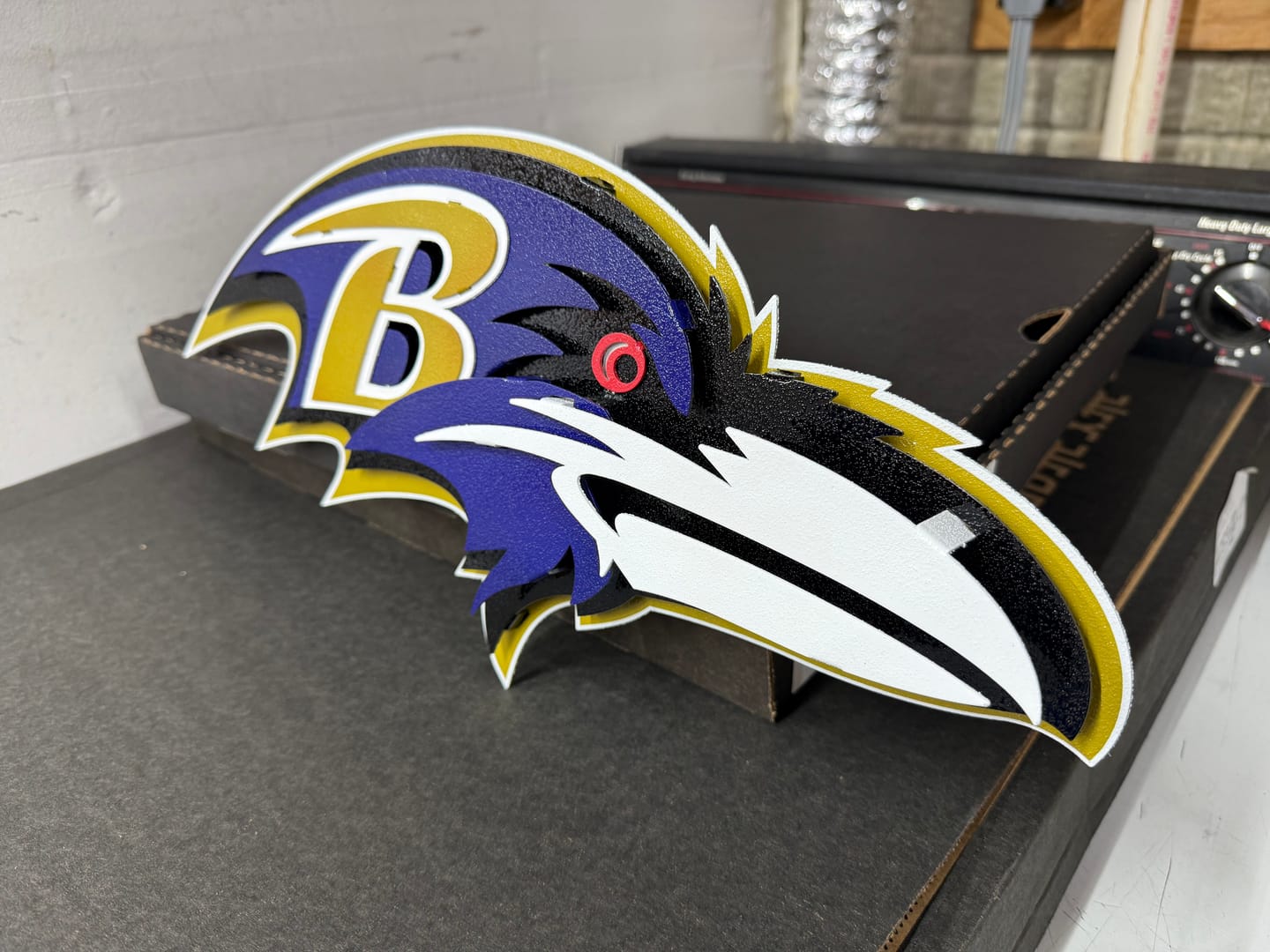 Customer photo review of Baltimore Ravens "Raven Mascot" 3D Vintage Metal Wall Art