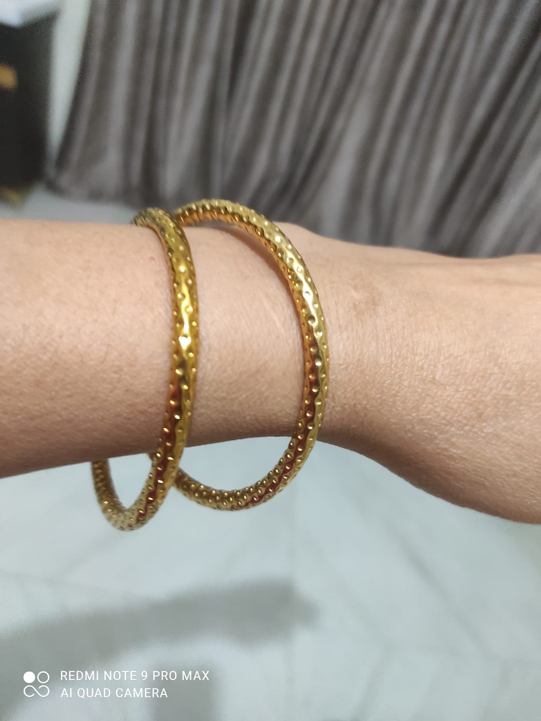 Customer photo review of Engraved Dots Bangle Bracelet