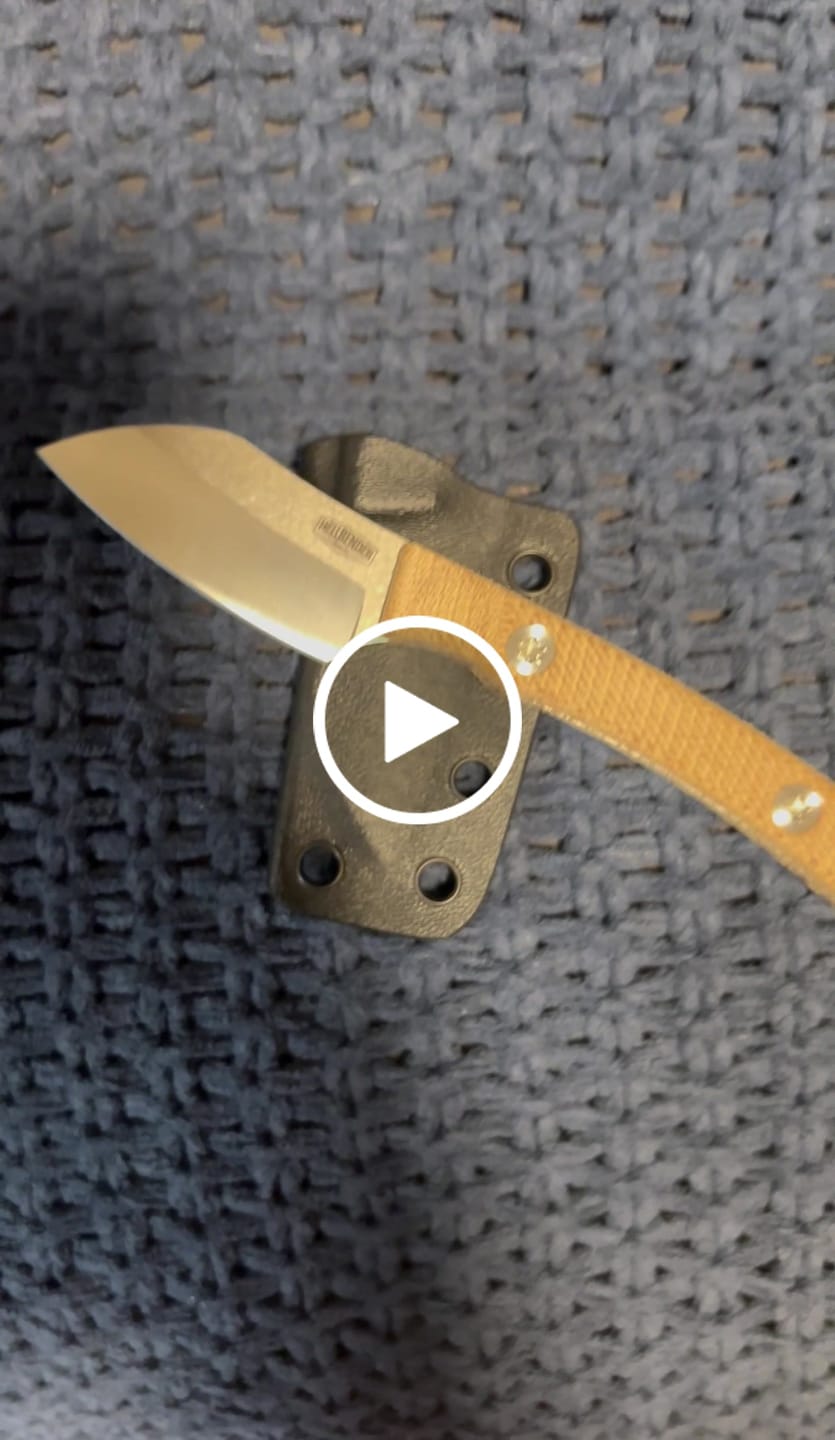 Customer video review of Hellbender Blade Co. Newt 2" Fixed Blade – Natural Micarta, MagnaCut Satin Sheepsfoot, Kydex Sheath – Made in USA