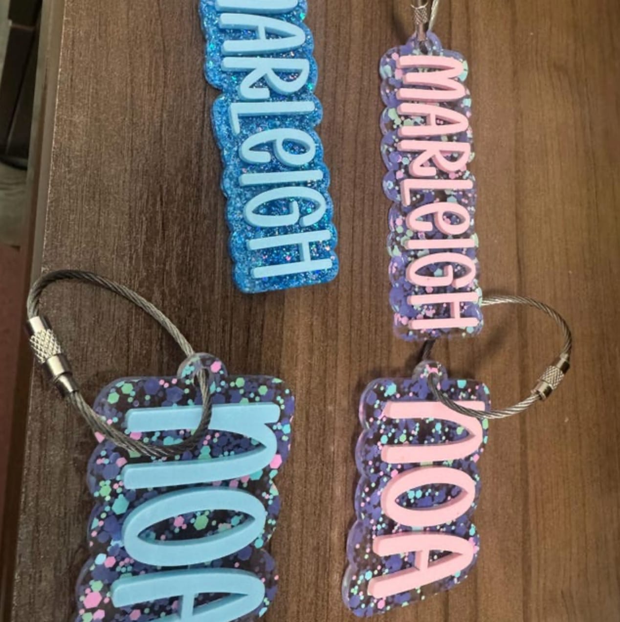 Customer photo review of Boy Acrylic Name Keychain