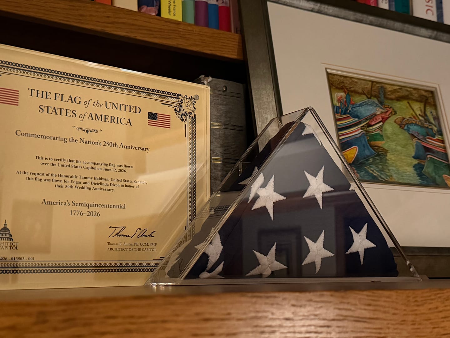 Customer photo review of Clear Acrylic American Flag Memorabilia Display Case