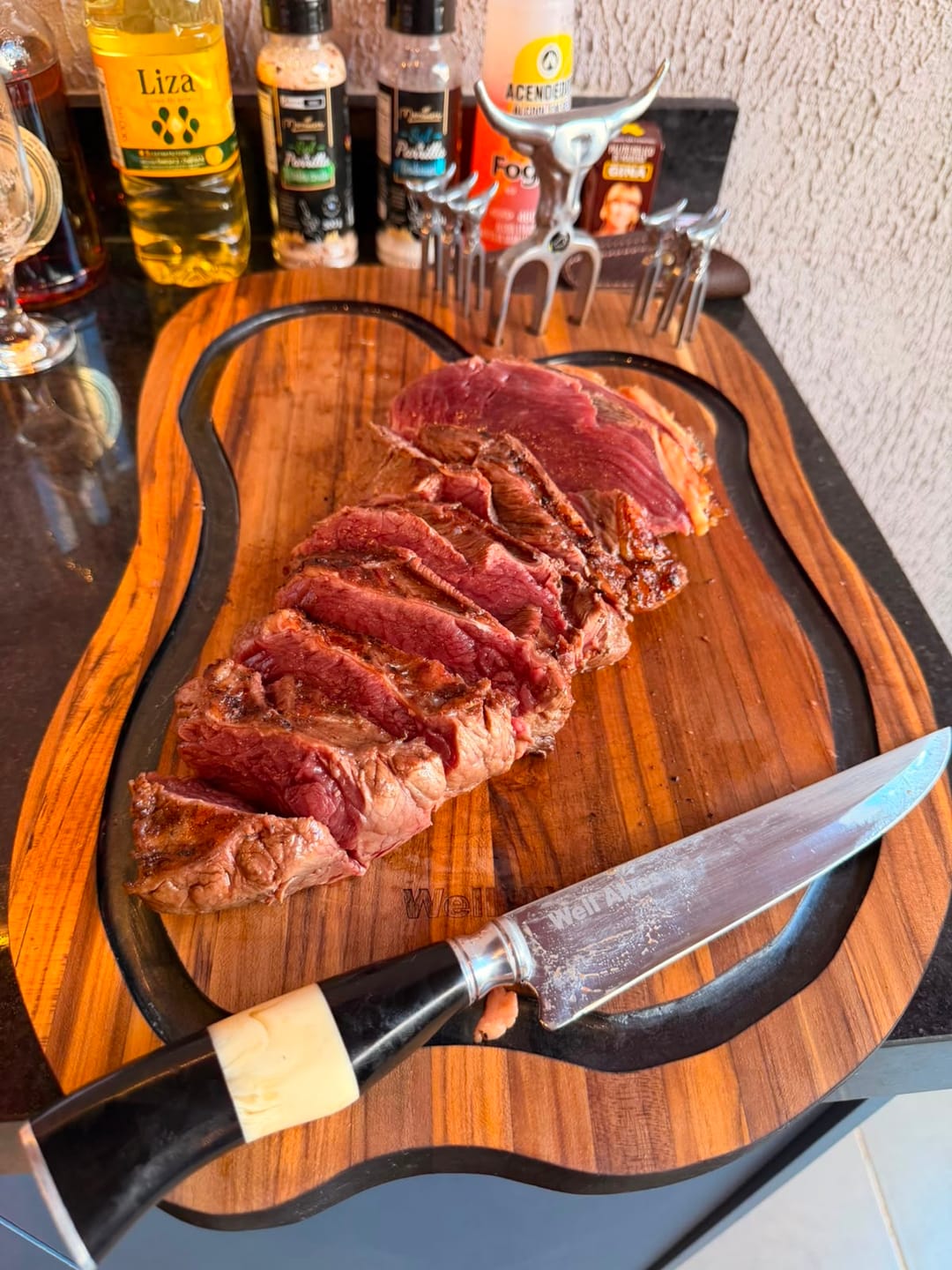 Customer photo review of Kit Churrasco Personalizado Artesanal Damascus BBQ