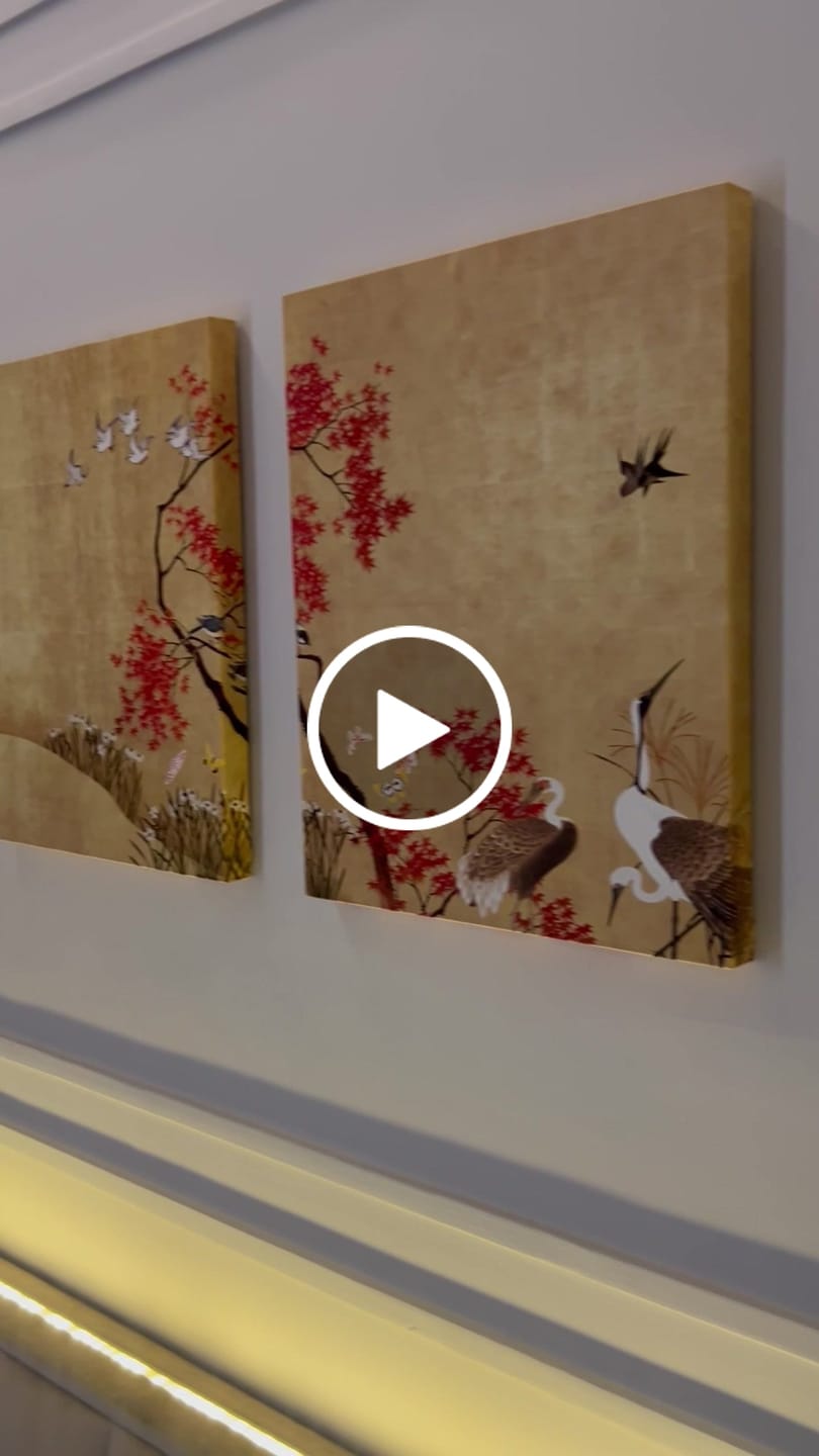Customer video review of Japanese Cranes, Set of 3 Painting