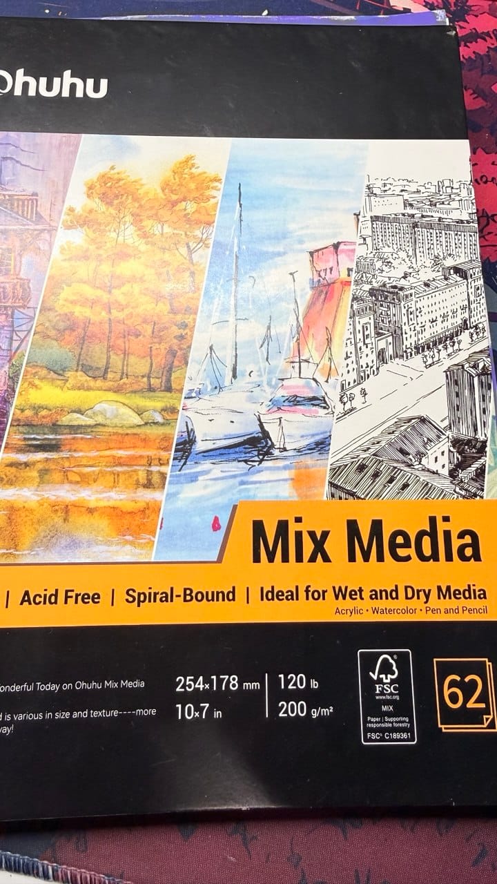 Customer photo review of Ohuhu Spiral-Bound Mix Media Pad for Multiple Techniques