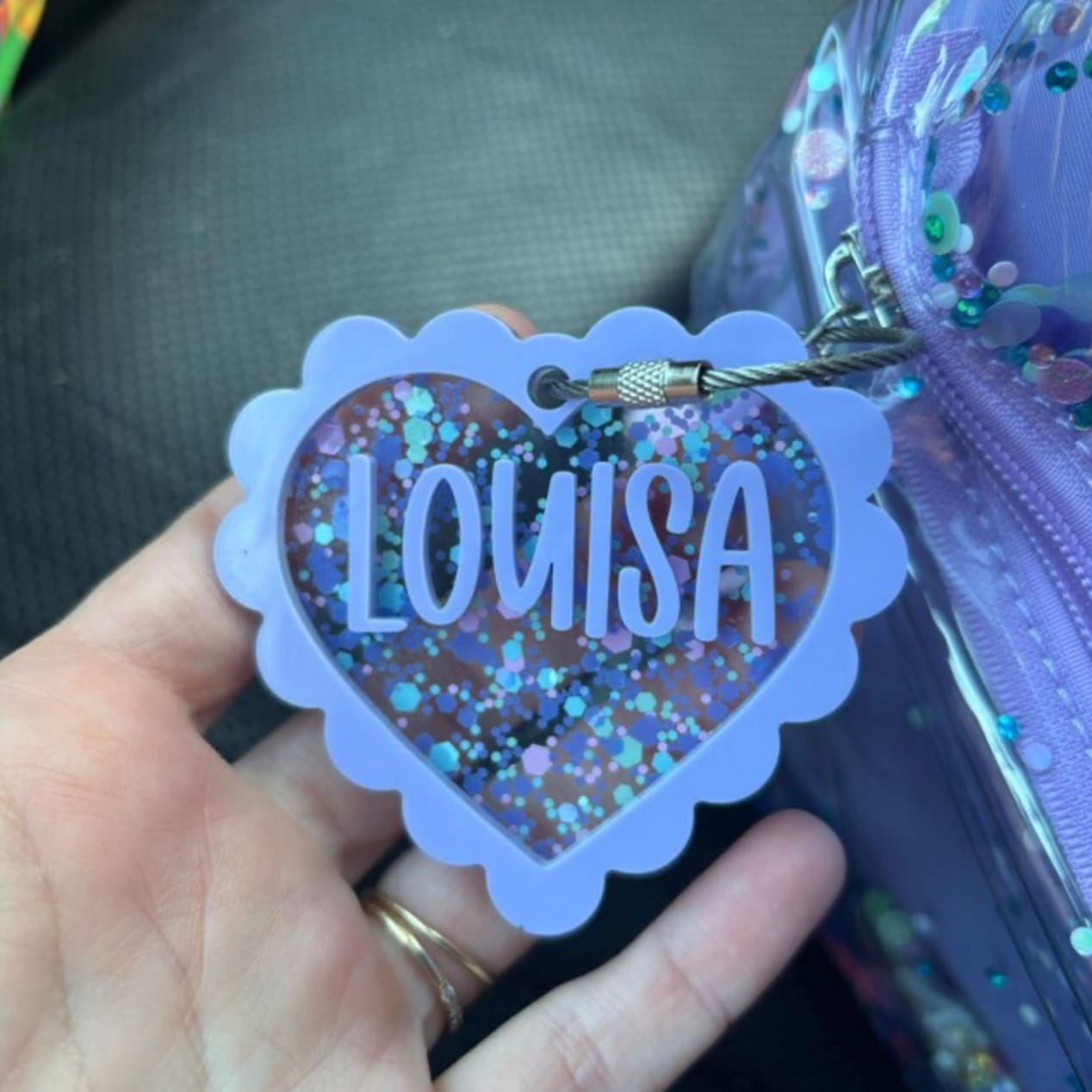 Customer photo review of Sweetheart Custom Name Keychain
