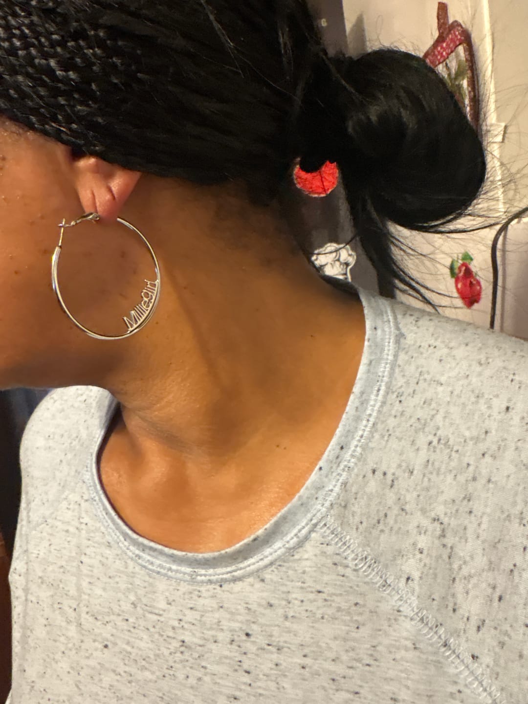 Customer photo review of Name Hoop Earrings