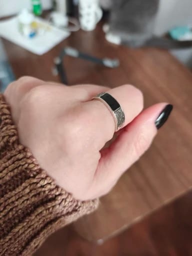 Customer photo review of Bague Homme Argent Pierre NOIRE GRAVÉE