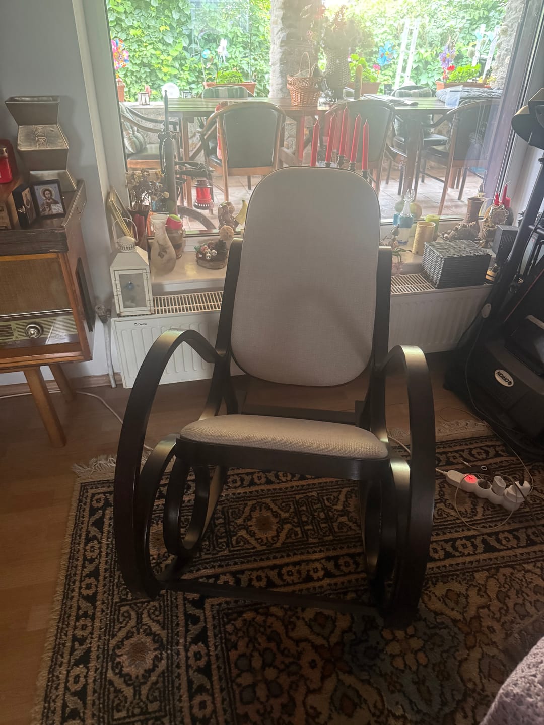 Customer photo review of Scaun balansoar rustic MAX BIS PLUS, maro/wenge, stofa/lemn indoit, 52x90x95 cm