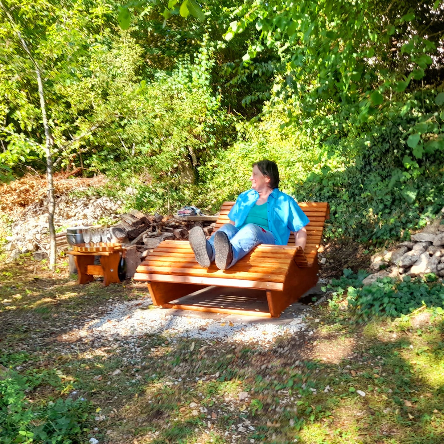 Customer photo review of Himmelsliege Schwungliege  ,,Schliersee" Relaxliege aus Lärchenholz