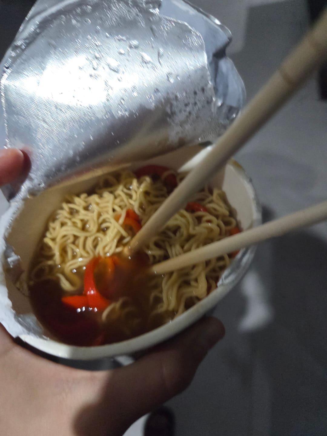 Customer photo review of Qetoe Low Carb High Protein Instant Cup Noodle - CHICKEN 12 PACK