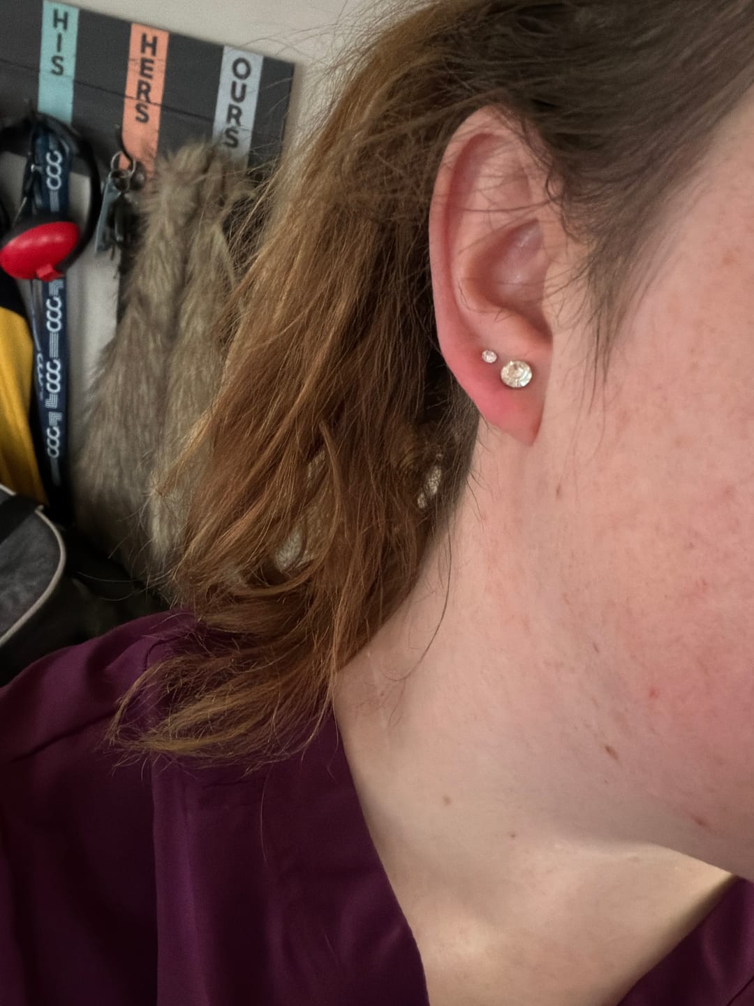 Customer photo review of Petite Faux Diamond Studs Hypoallergenic Earrings for Sensitive Ears with Plastic Posts