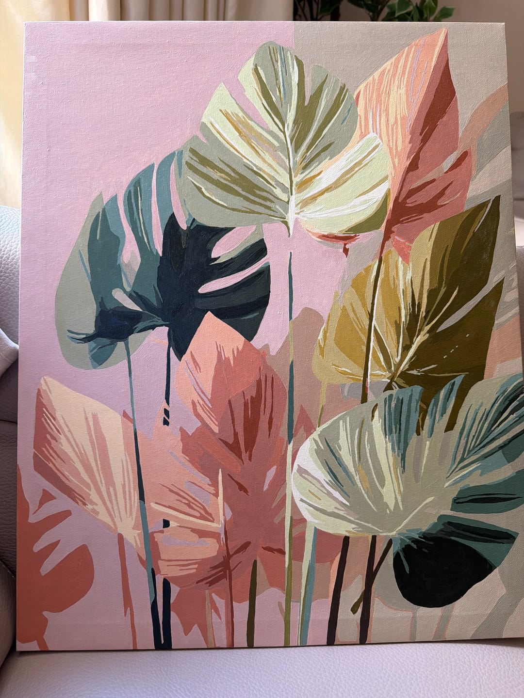 Customer photo review of Blush Monstera | Paint by Number