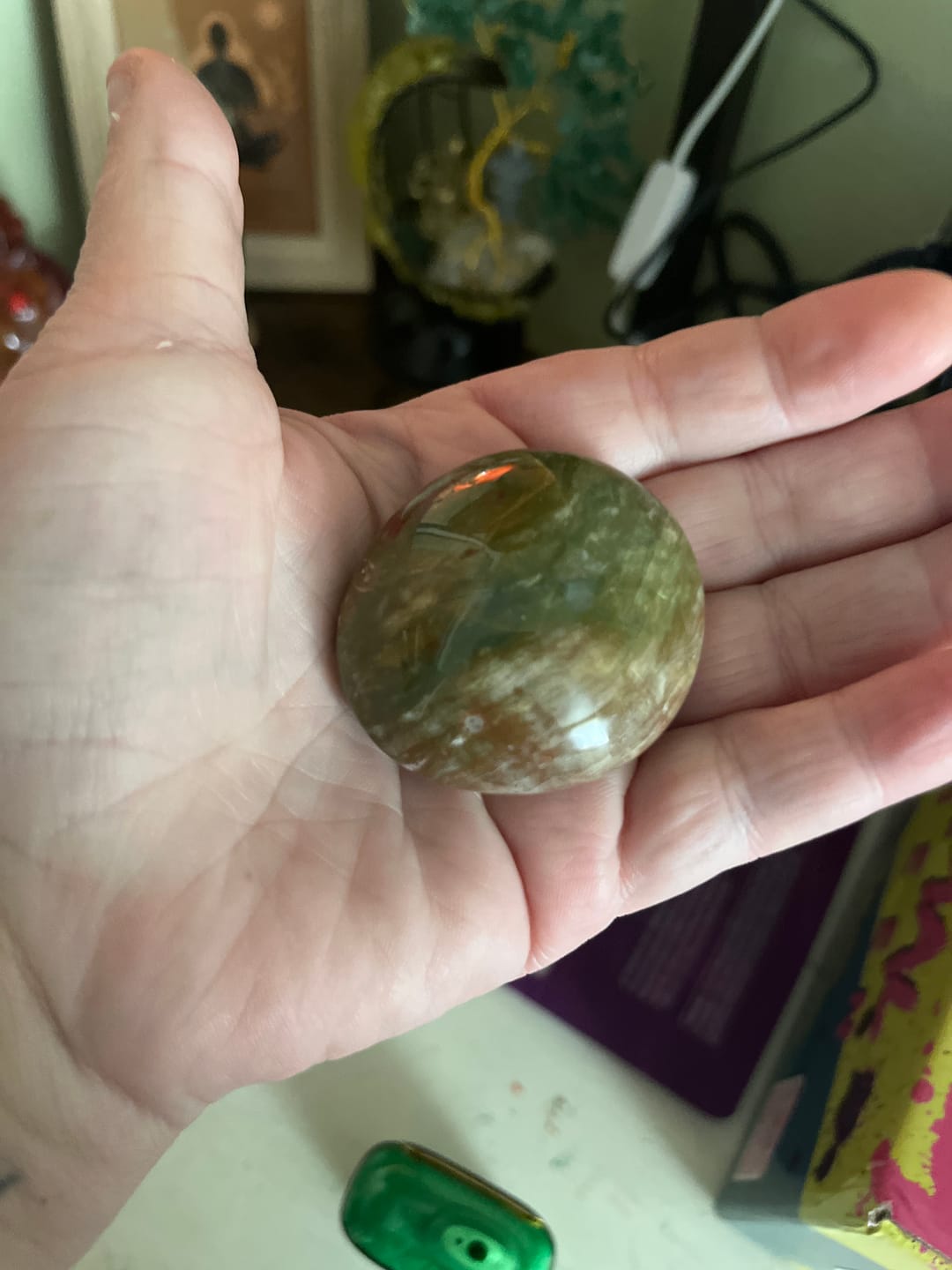 Customer photo review of Natural African Ocean Jasper Palm Stone