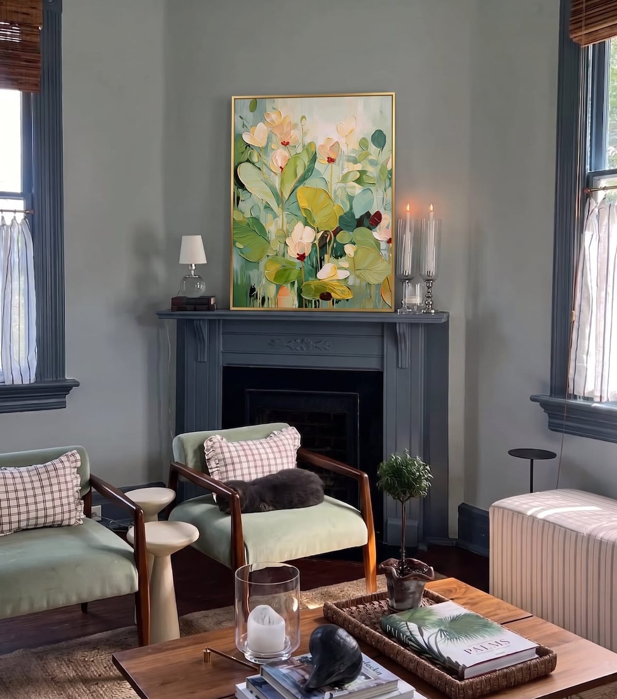 Customer photo review of Modern Abstract Floral Sage Green Wall Art -LX#0116