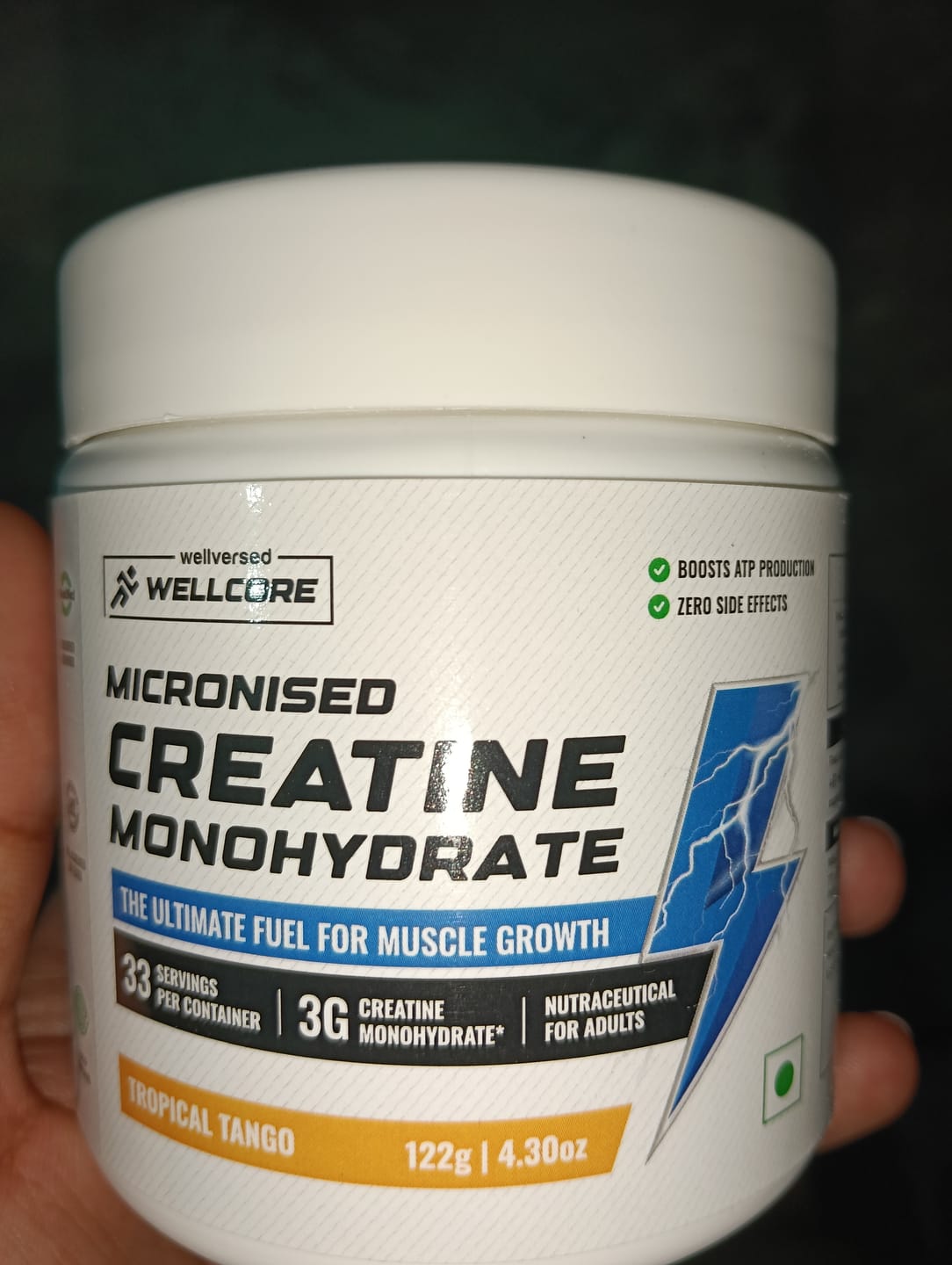 Customer photo review of Wellcore Creatine Monohydrate (Tropical Tango, 33 Servings) + YouWeFit Omega-3 Triple Strength Fish Oil (1250mg, 30 Capsules)