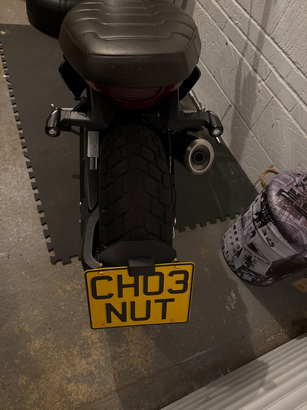 Customer photo review of Metal Pressed Motorcycle Number Plate – 9 x 7 Inches
