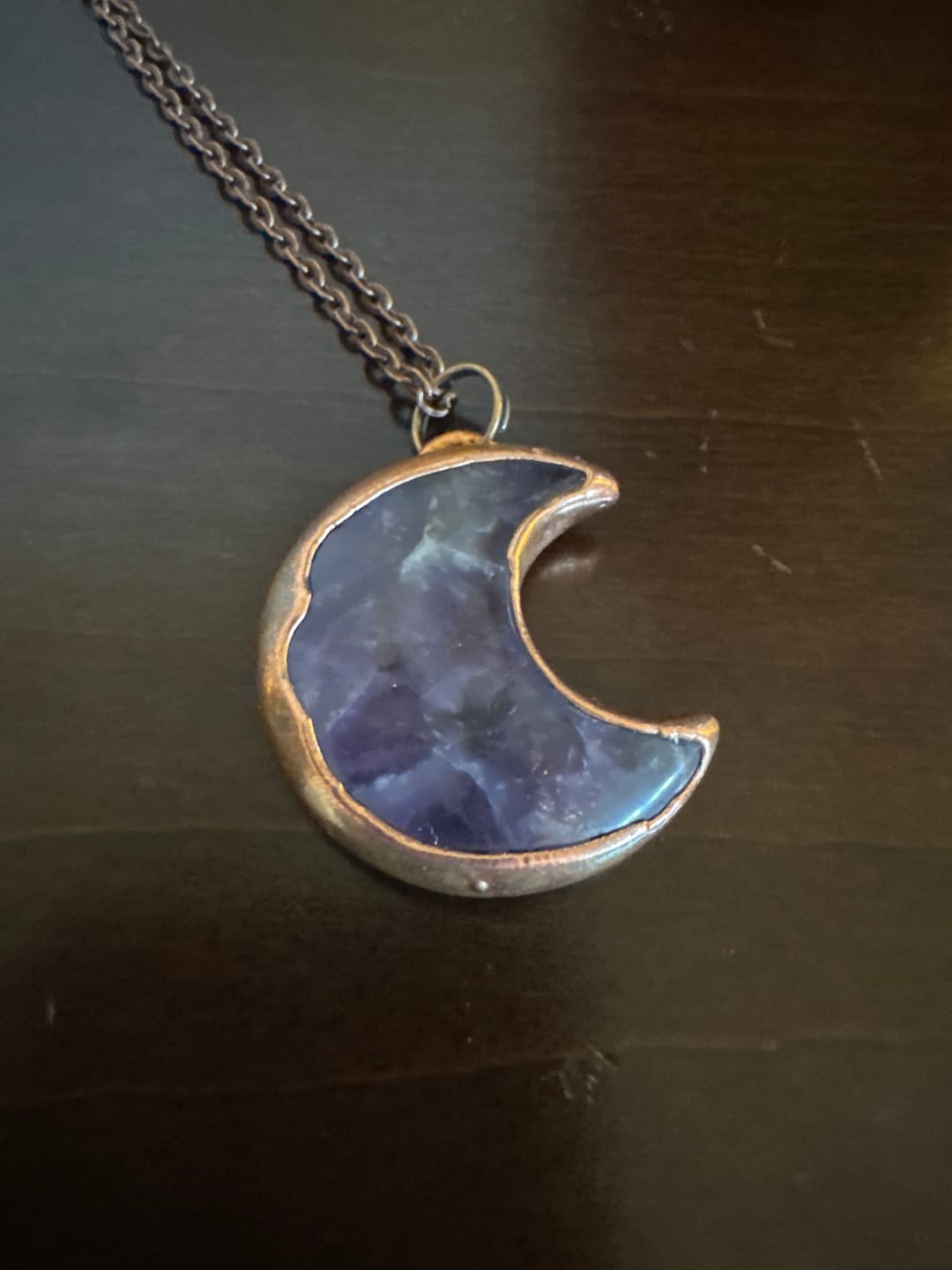 Customer photo review of Electroformed Moon Necklace - Artisan Made