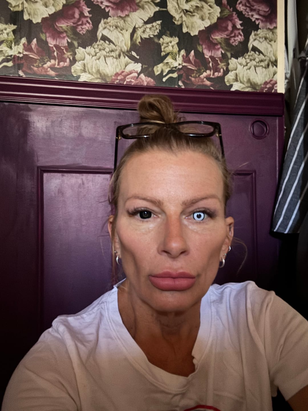 Customer photo review of Halloween black block Prescription Colored Contact Lenses