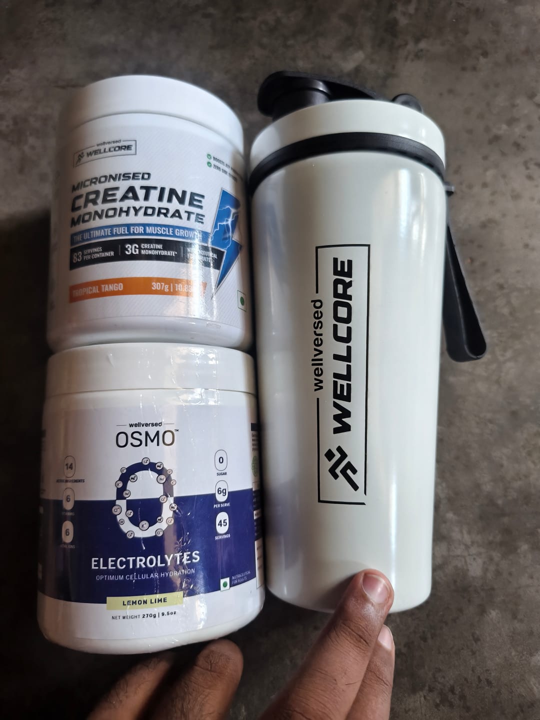 Customer photo review of Wellcore - Micronised Creatine Monohydrate (83 Servings, Tropical Tango) + Premium Steel Shaker