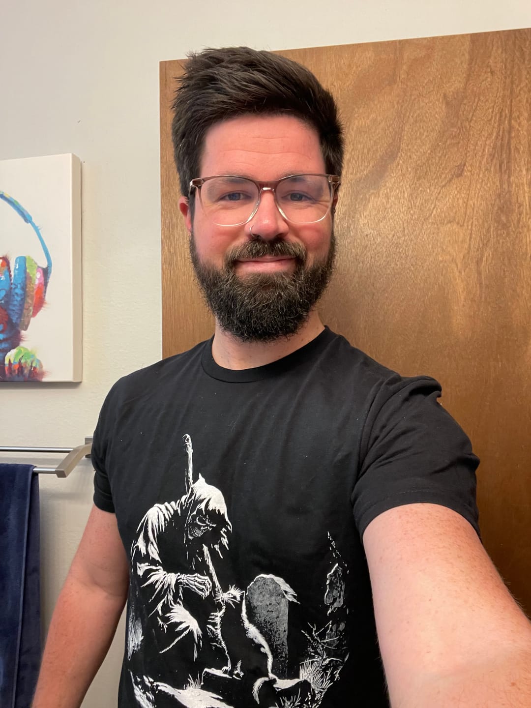 Customer photo review of The Reaper and the Cat T-Shirt