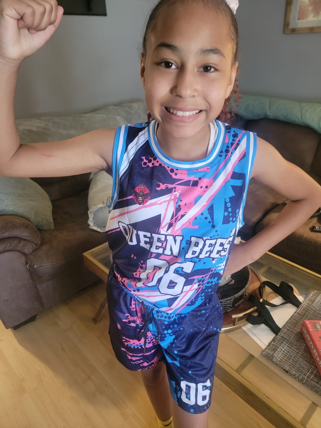 Customer photo review of Custom Reversible Basketball Suit for Adults and Kids Personalized Jersey Pink&Blue