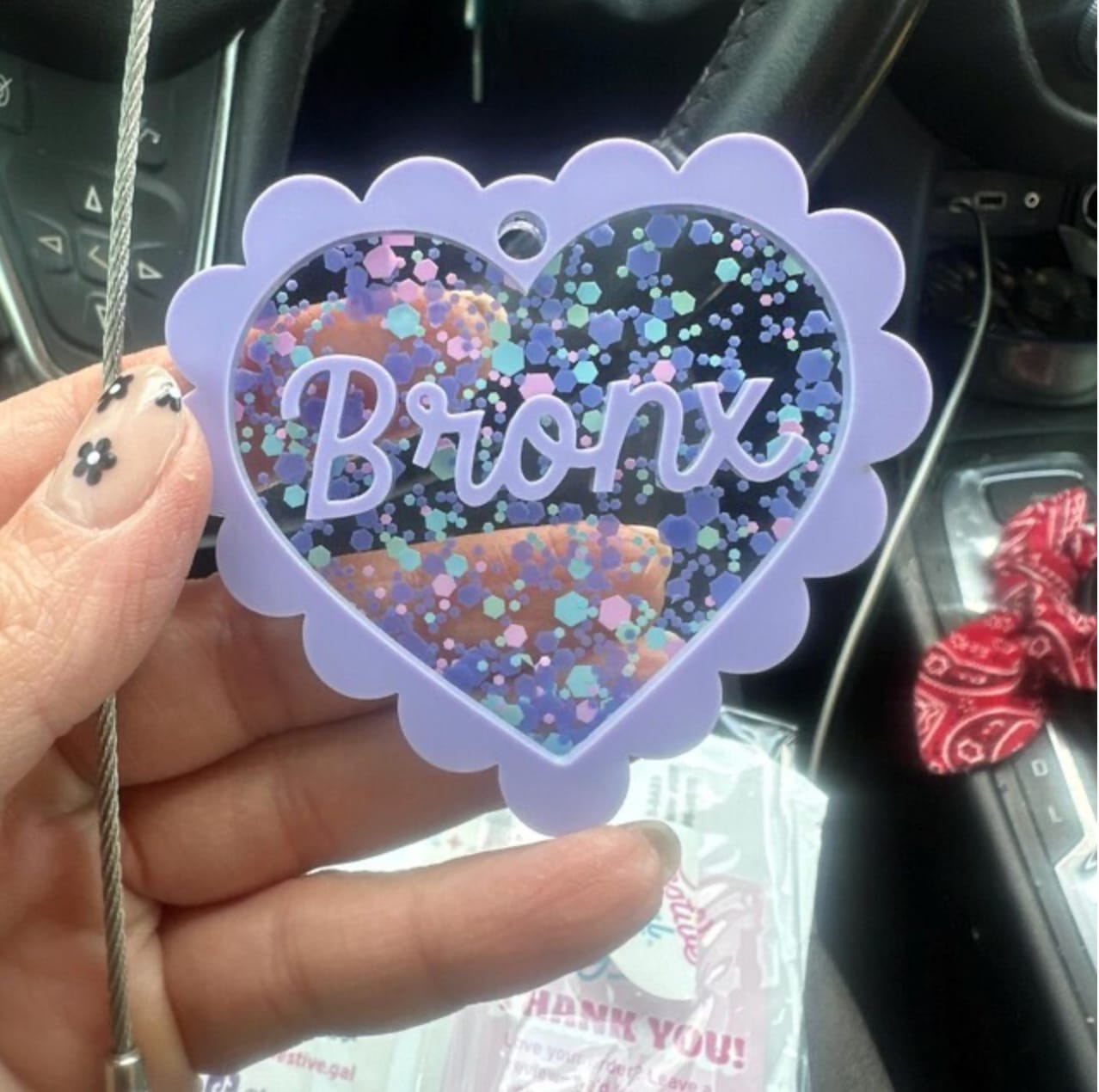 Customer photo review of Sweetheart Custom Name Keychain