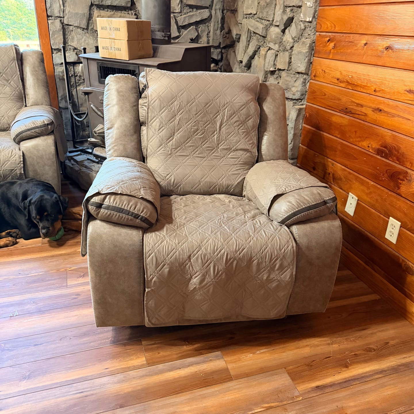 Customer photo review of Waterproof Recliner Chair Cover with Double Straps