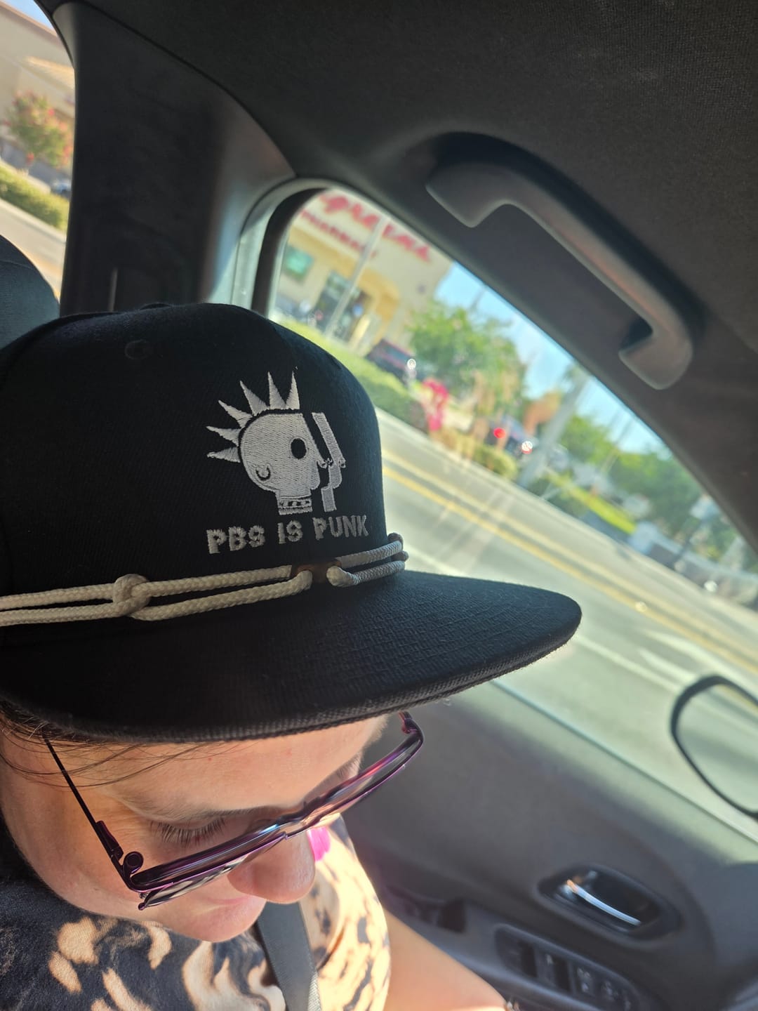 Customer photo review of PBS is Punk Embroidered Snapback Hat