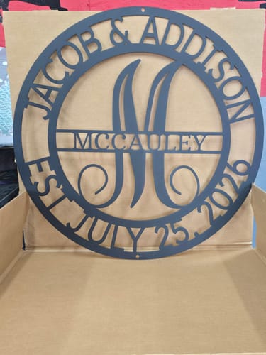 Customer photo review of Elaborate Name - Steel Sign