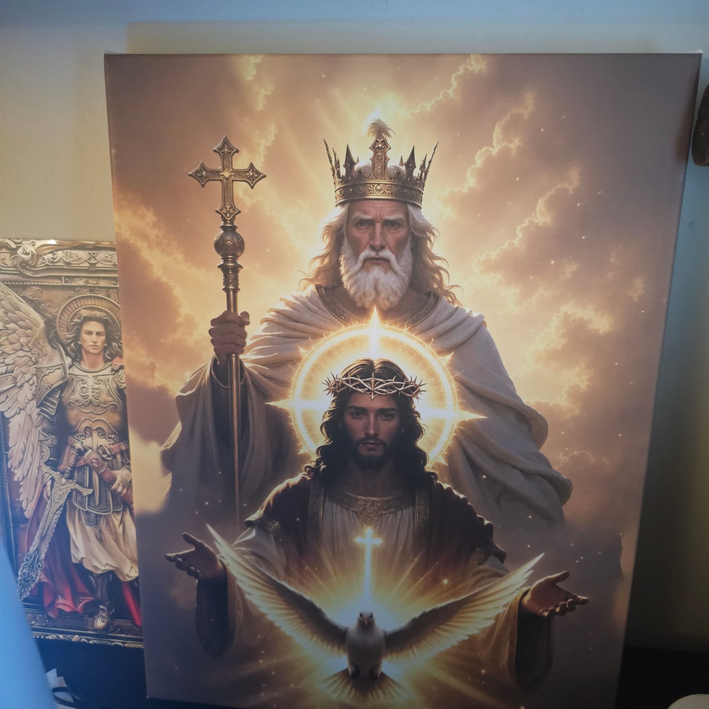 Customer photo review of Holy Trinity Canvas Print, Christian Wall Art, God the Father Son and Holy Spirit Decor, Faith Home Decor