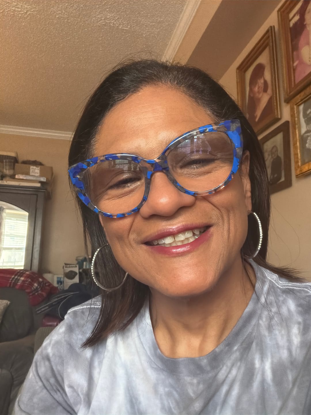 Customer photo review of Cobalt Earrings