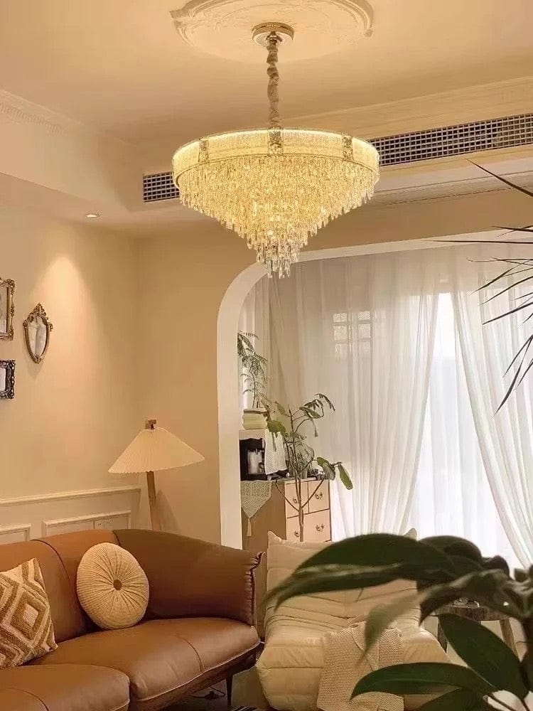 Customer photo review of Żyrandol kryształowy złoty – nowoczesna lampa wisząca do salonu i jadalni | AUREO