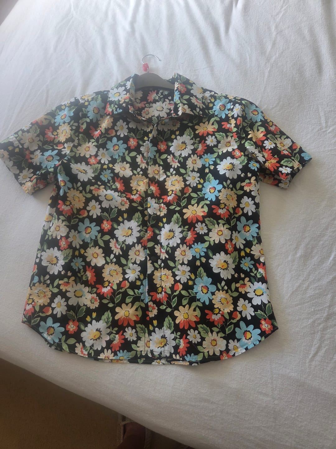 Customer photo review of Blue, Orange and White Floral Cotton Poplin Fabric