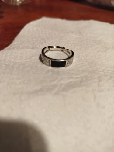 Customer photo review of Bague Homme Argent Pierre NOIRE GRAVÉE