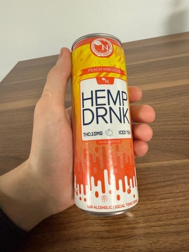 Customer photo review of DELTA 9 + CBD BEVERAGE - Peach Hibiscus - 50MG - 4 PACK