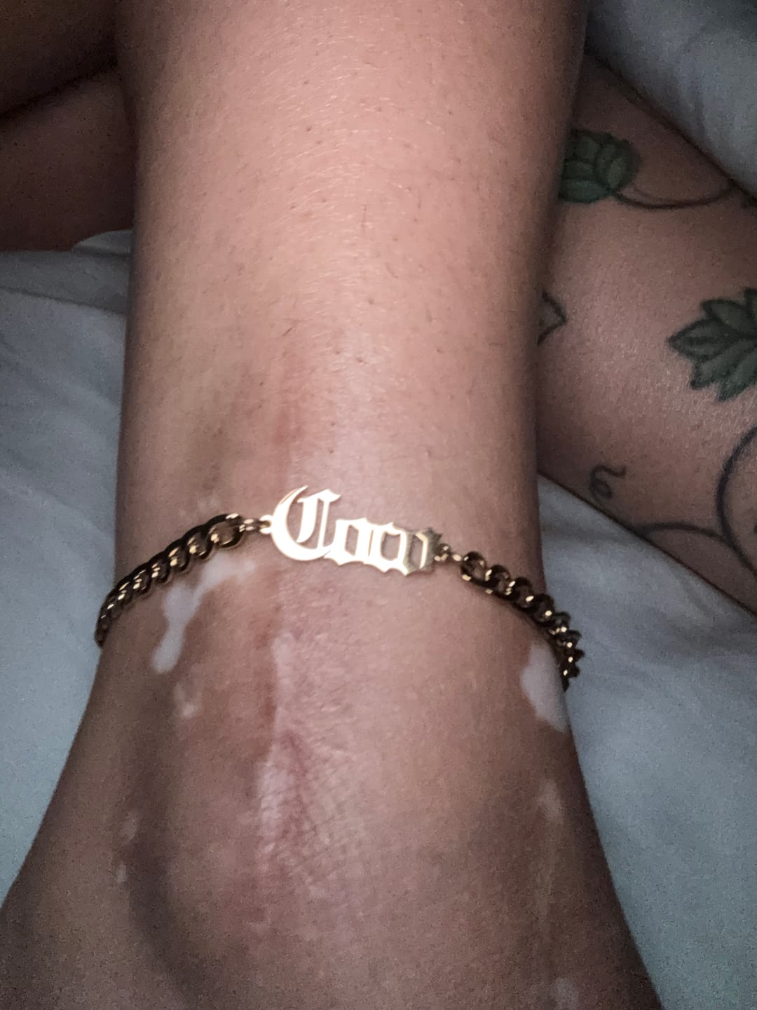 Customer photo review of Gothic Name Bracelet w/ Cuban Chain
