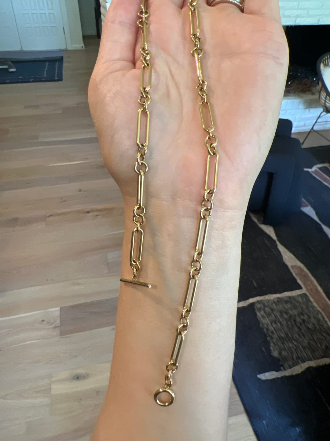 Customer photo review of Love Link T Bar Chain Necklace