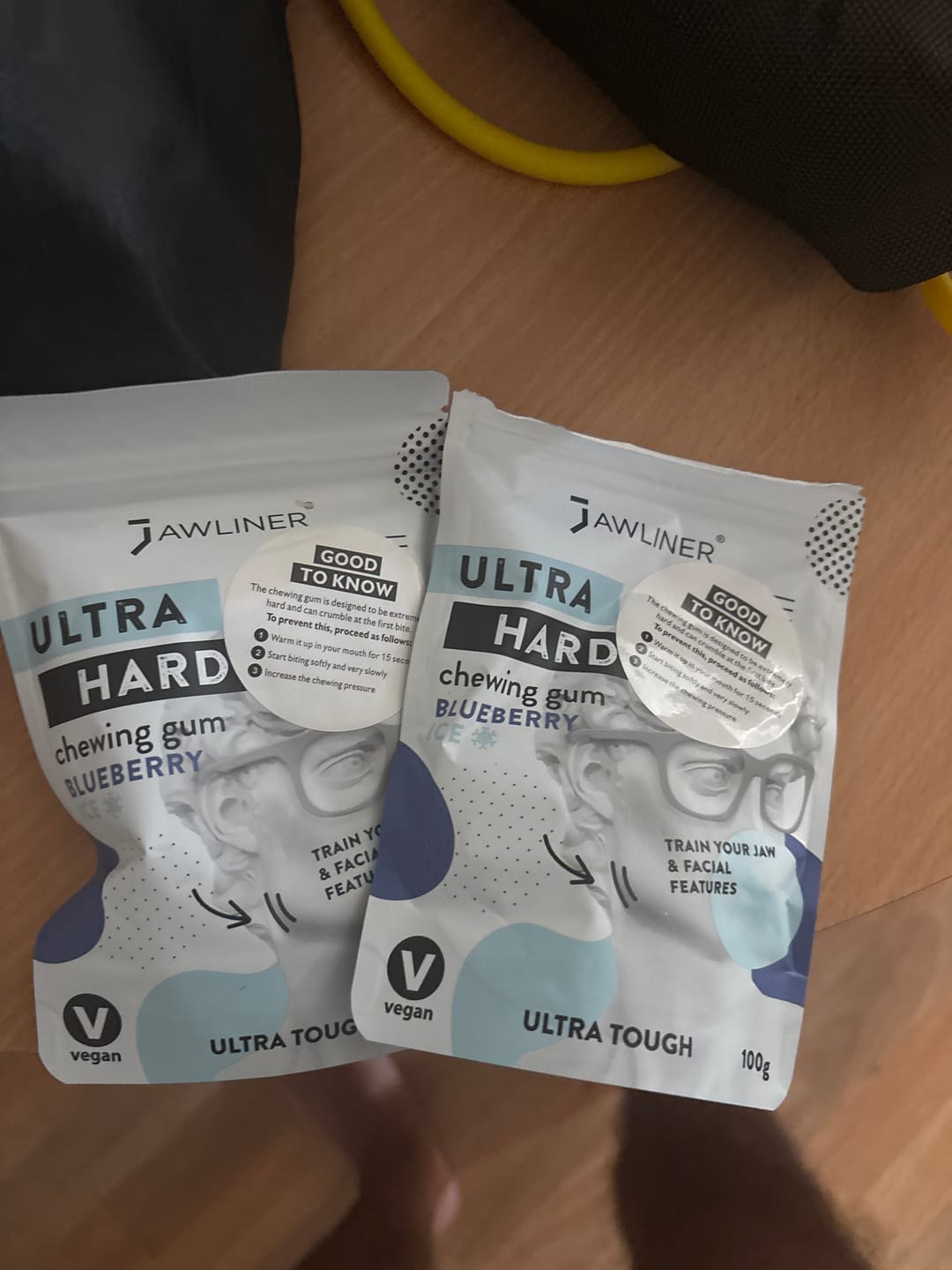 Customer photo review of JAWLINER® Chewing Gum Ultra Hard Blueberry Ice